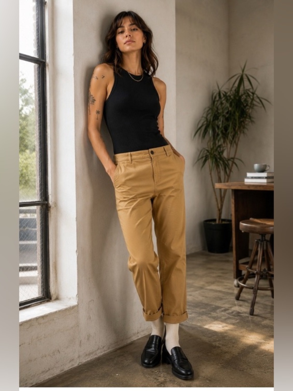 Wildfang Women’s Essential Trouser, Cuffed Hem, 22W Punk Edgy Office Work